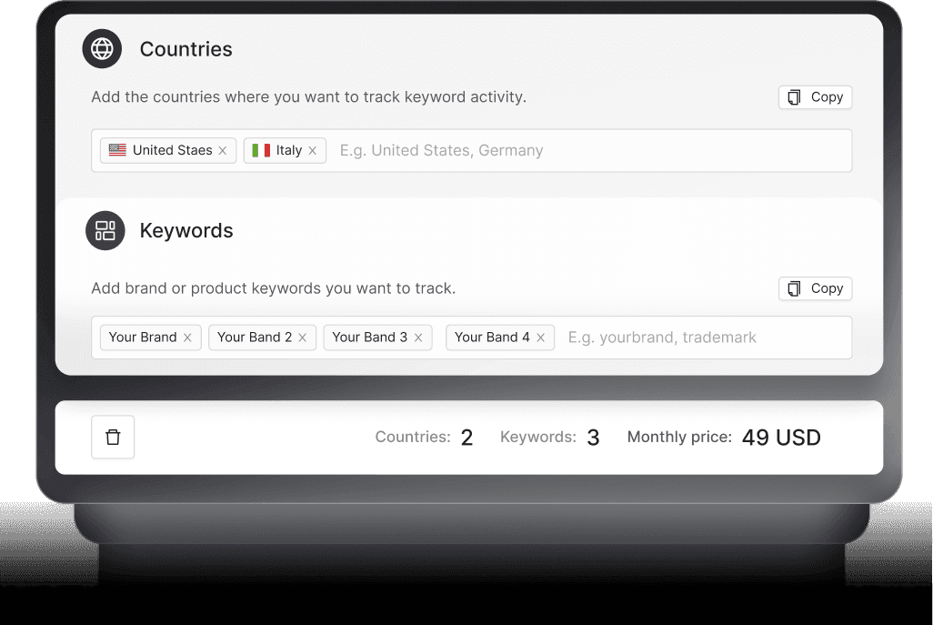 Brand hijacking ad detection interface